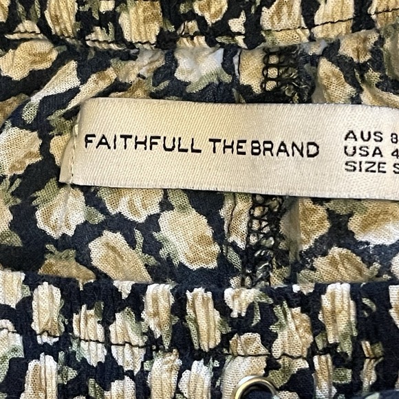 Faithfull The Brand Floral Print Wide Leg Pants Tie Elastic Waist Women's 4 - Picture 6 of 12